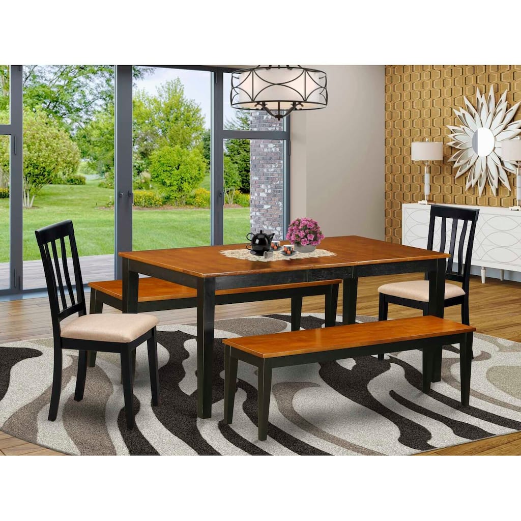 Gothic Dining Room Set 5pc - Kitchen Table & Chairs with Bench - Elegant Design