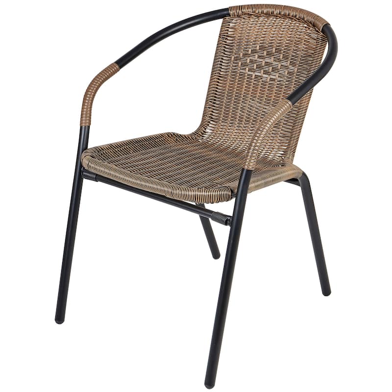BTEXPERT Indoor Outdoor 5 - Set of Five Brown Restaurant Rattan Stack Chairs