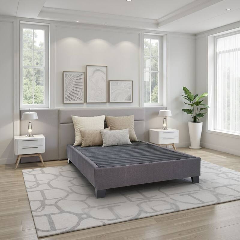 Bridgevine Home Modern Contempo Upholstered Bed Platform Base