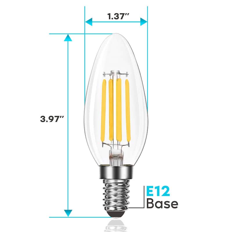 Luxrite Candelabra LED Light Bulbs 100W Equivalent 800 Lumens 7W B11 Dimmable Damp Rated UL Listed E12 6 Pack