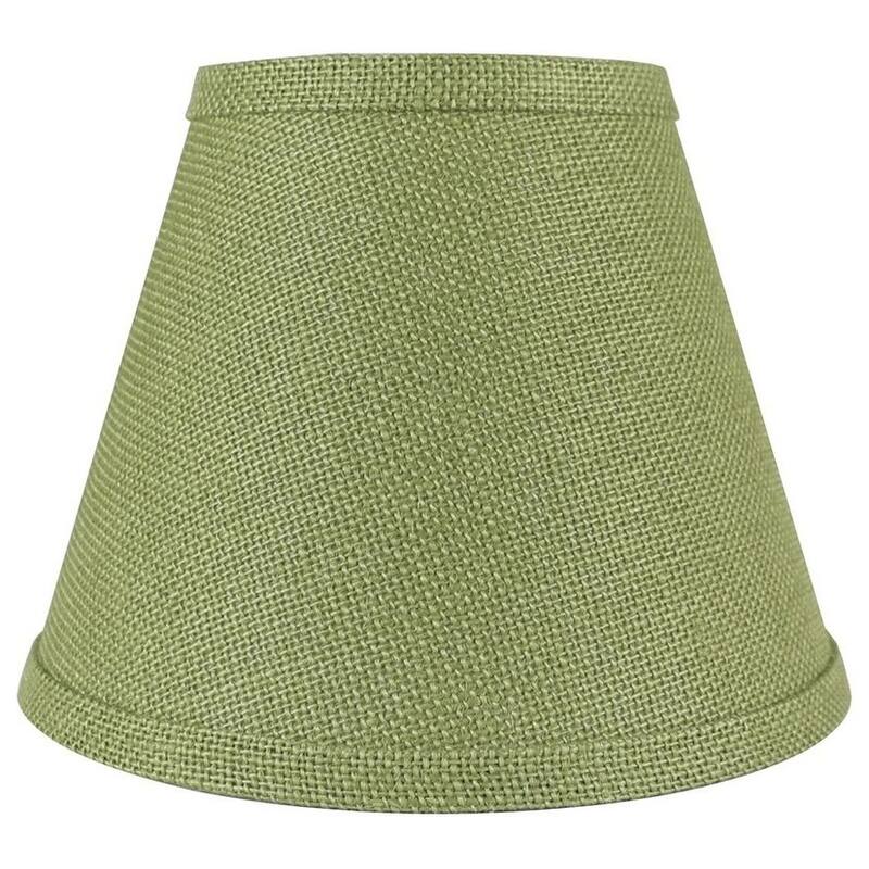 Hardback Faux Silk Conical Lamp Shade, 5 inch Top, 9 inch Bottom, 7 inch Slant - Single - Khaki Green Burlap