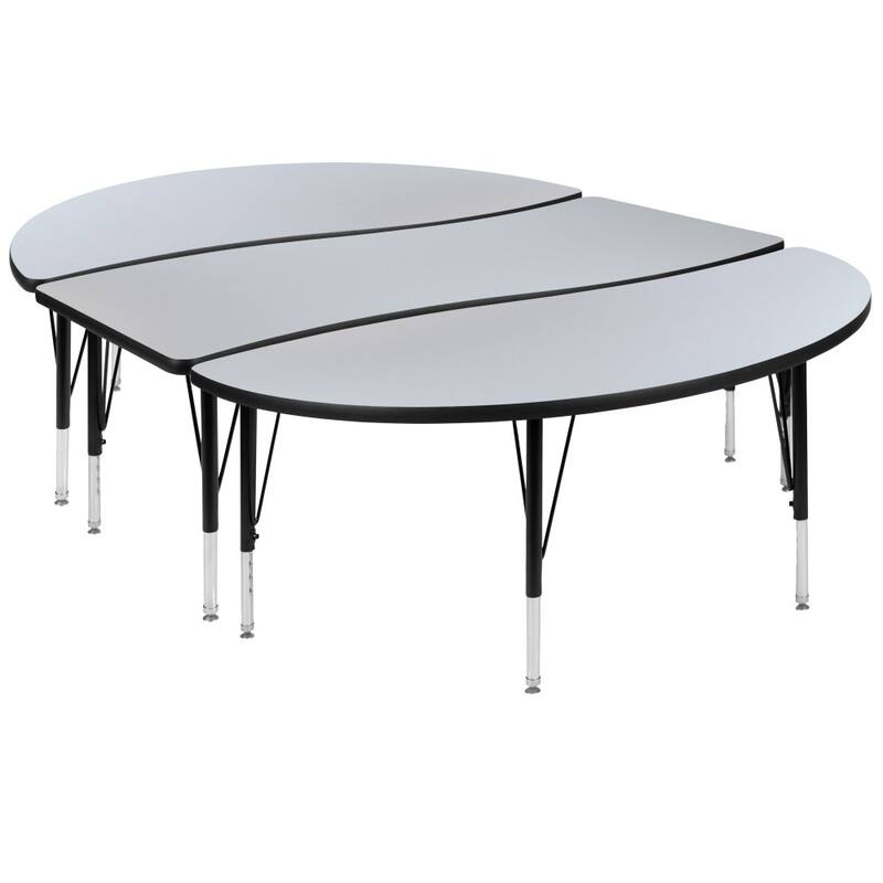 3 Piece 86" Oval Wave Flexible Grey Kids Adjustable Activity Table Set