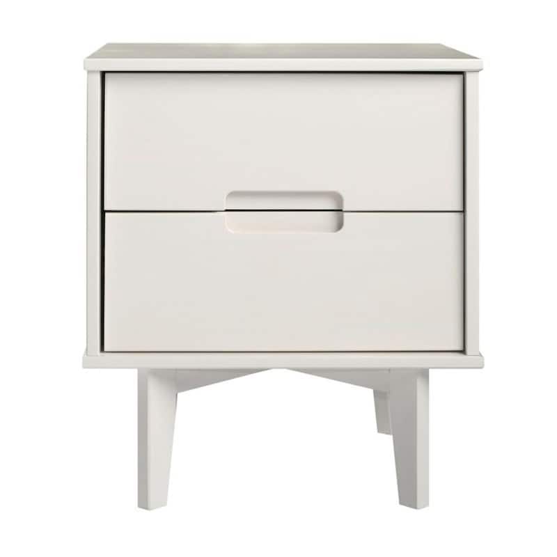 FarmHouse 2 Drawer Solid Wood Nightstand - White