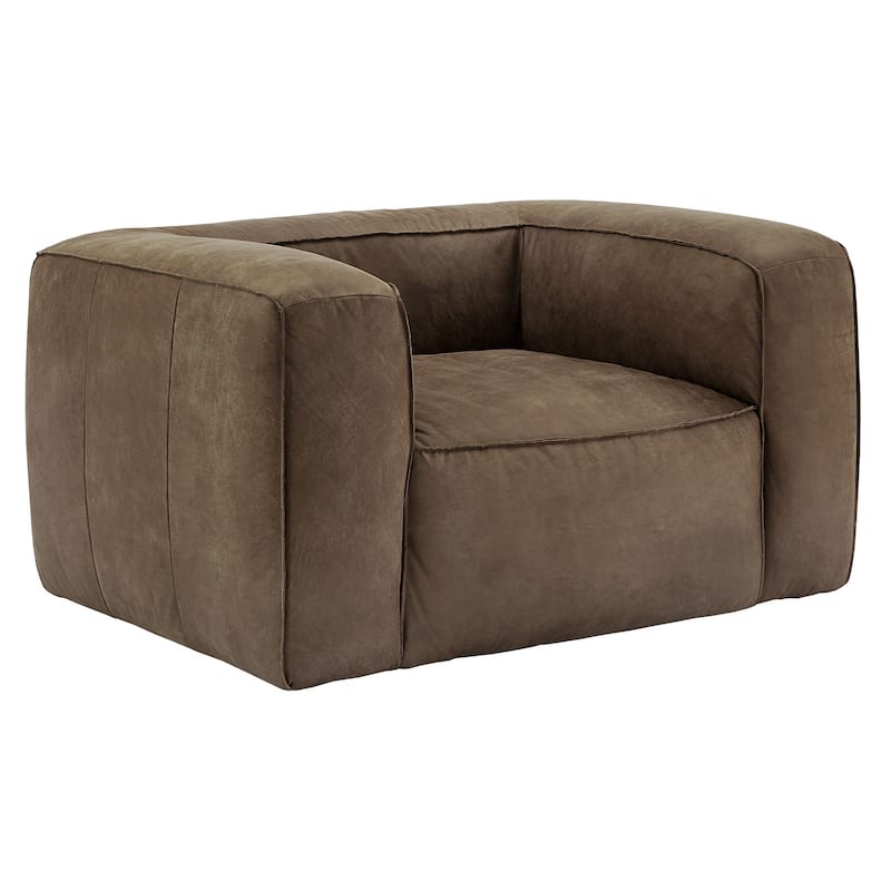Divya Outback Leather Accent Chair by iNSPIRE Q Modern - Dark Mahogany