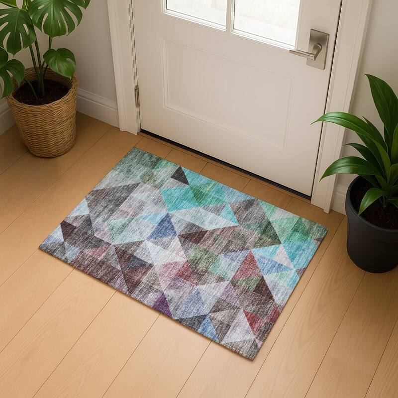 Premium Washable Super Soft Contemporary Mosaic Mayfield Rug - Silver - 1'8" x 2'6"