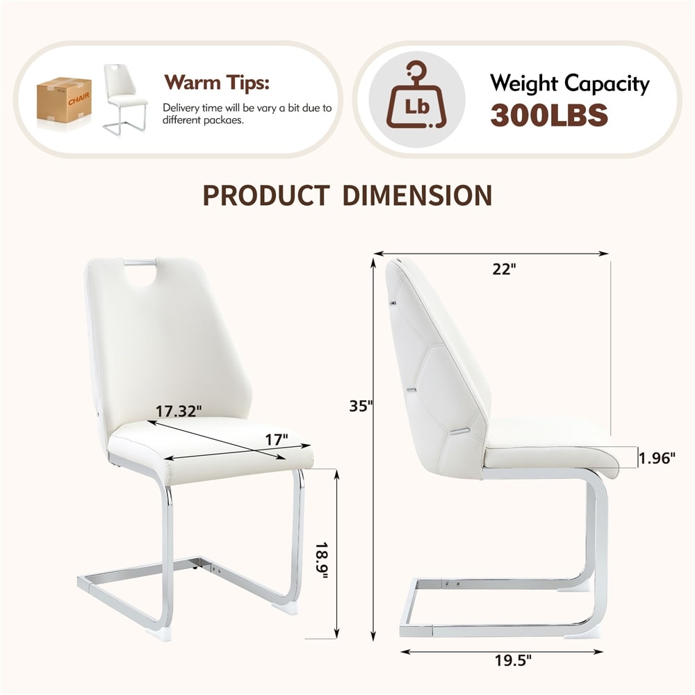 Dining Chairs Set of 2,Faux Leather Kitchen Chairs w/Gold Mesh Texture