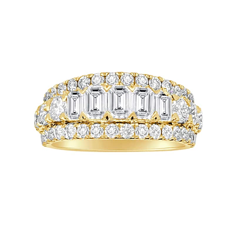 Auriya 14k Gold Lab Grown Emerald-Cut and Round Diamond Band 3.70 ct. tw. (F-G, VS)