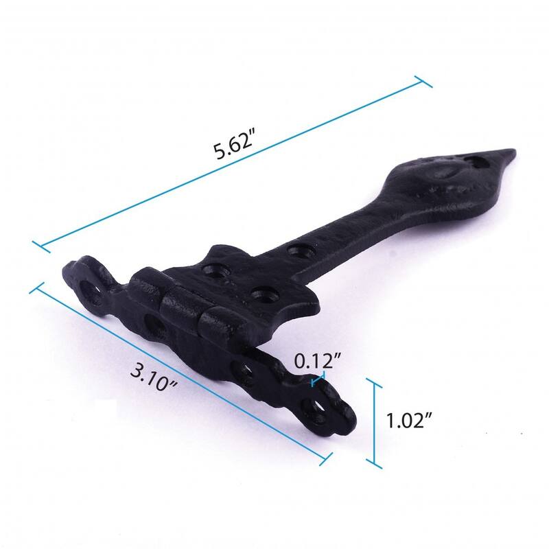 Black Wrought Iron Door Strap Hinge 6 L Flush Mount Pack of 10