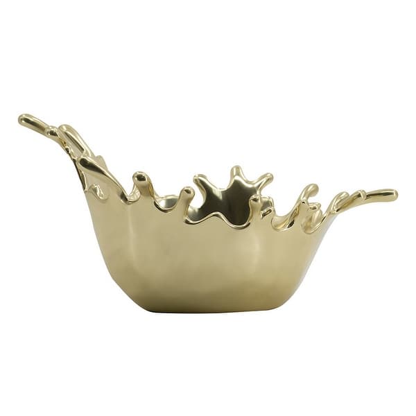 15 Inch Rounded Bowl, Polished Gold, Aluminum, Unique Water Drop Design ...