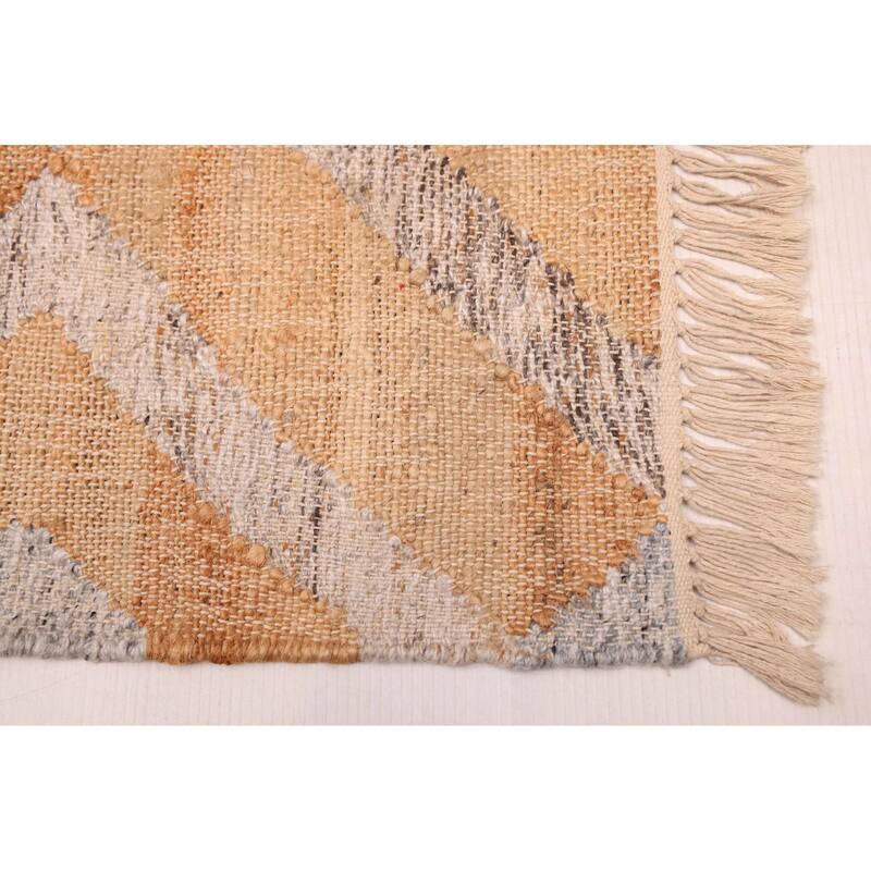 ECARPETGALLERY Flat-Weave Palas Denizli Tan Jute, Rayon Kilim - 5'4 x 7'4