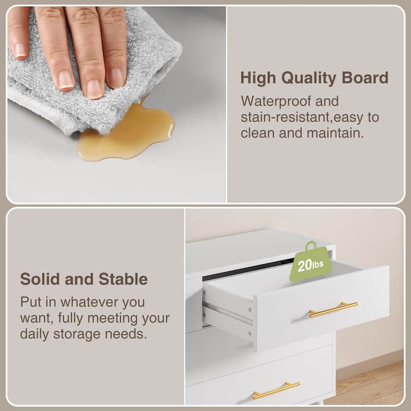 5/6/Chest of Drawers Dresser Modern Drawers with Metal Handles, Wood Storage Dresser for Bedroom, Living Room, Entryway