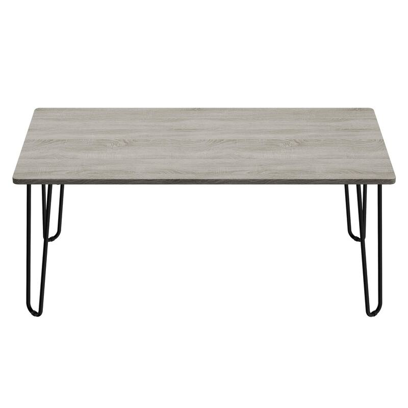 Modern Industrial Coffee Table with Hairpin Legs, 41 Inch, Grey