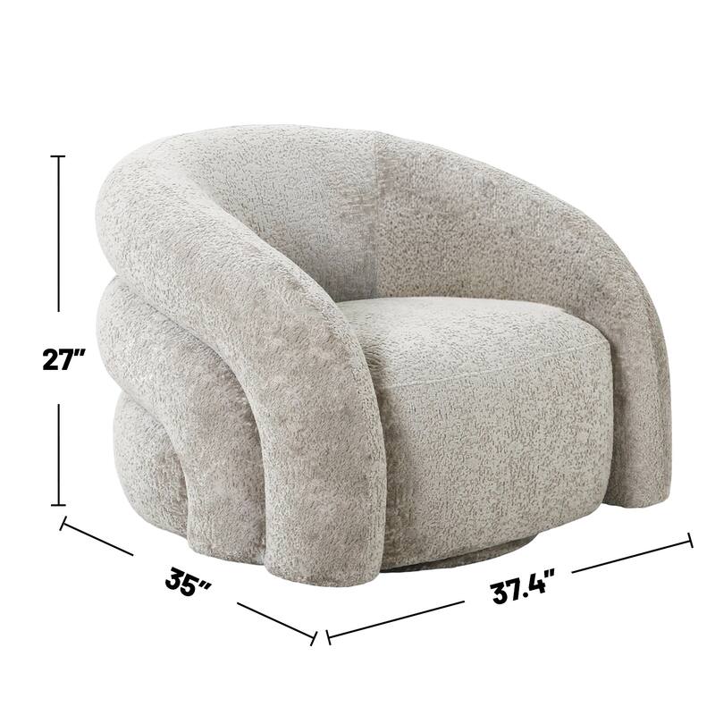 Boucle Fabric Upholstered Swivel Chair in Gray