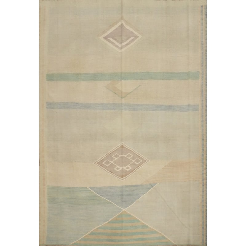 Hand Woven Oriental 100% Wool Carpet Southwestern Modern Multi-Colored Kilim Area Rug - 9' 9'' X 8' 2''