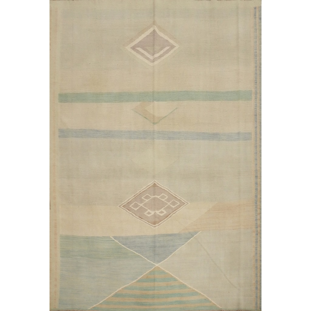 Hand Woven Oriental 100% Wool Carpet Southwestern Modern Multi-Colored Kilim Area Rug - 9' 9'' X 8' 2''