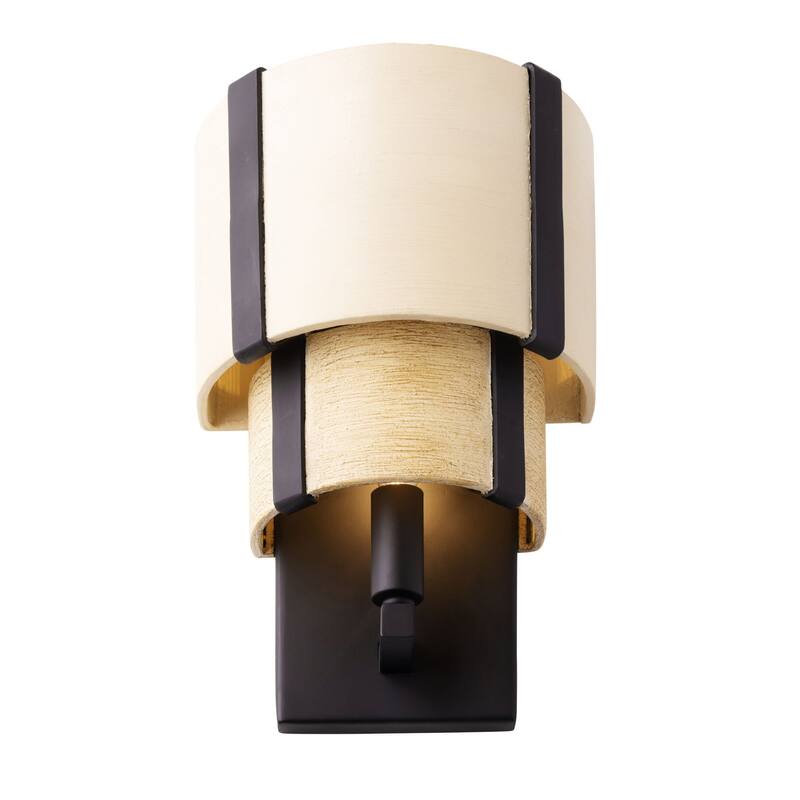 Varaluz Blonde Moment 1-Light Wall Sconce - Matte Black/Honey/Medium Oak