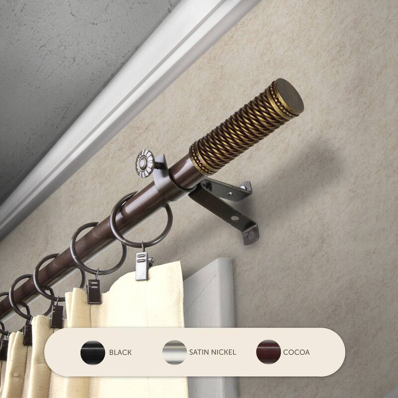 InStyleDesign Yarn Adjustable Curtain Rod - 28 to 48 inches - Cocoa