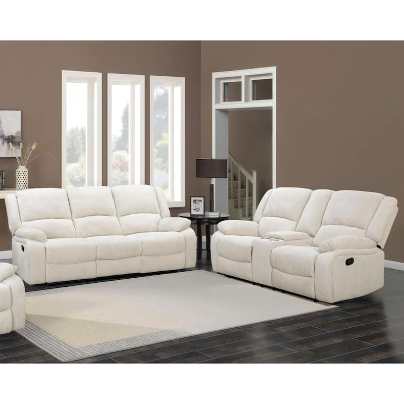 Roundhill Furniture Blitz Transitional 2-Piece Living Room Reclining Set, Sofa and Loveseat