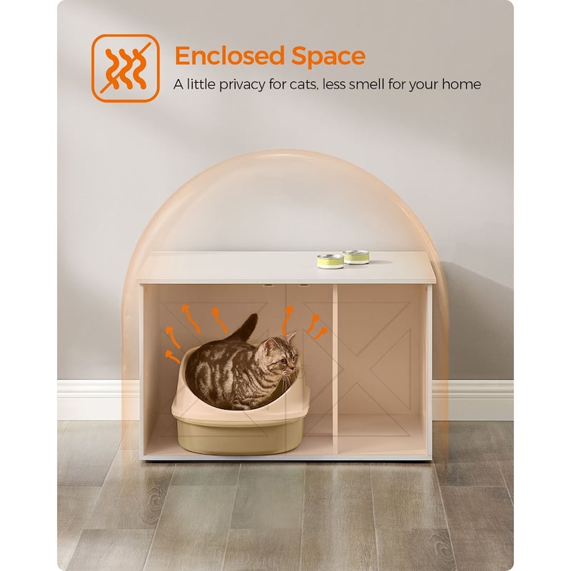 Wooden Hidden Cat Litter Box Enclosure with Removable Divider Perfect for Indoor Pet