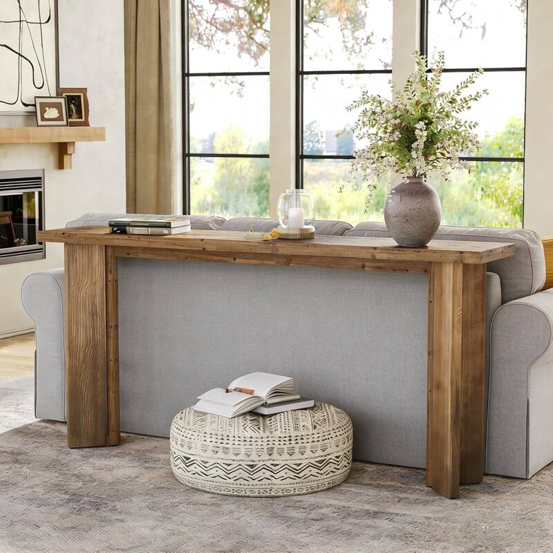 70.9-Inch Solid Wood Console Table, Rustic Sofa Table Behind The Couch - 70.9" L x 11.81" W x 33.46" H