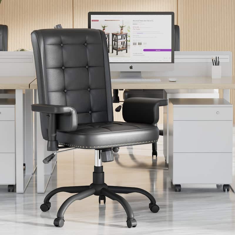Javlergo Adjustable Home Office Desk Chair, Desk Chair Executive Office Chair Computer Chair Ergonomic Mid Back with 360° Swivel