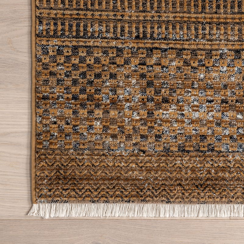 Nuloom Lavender Geometric Fringe Area Rug