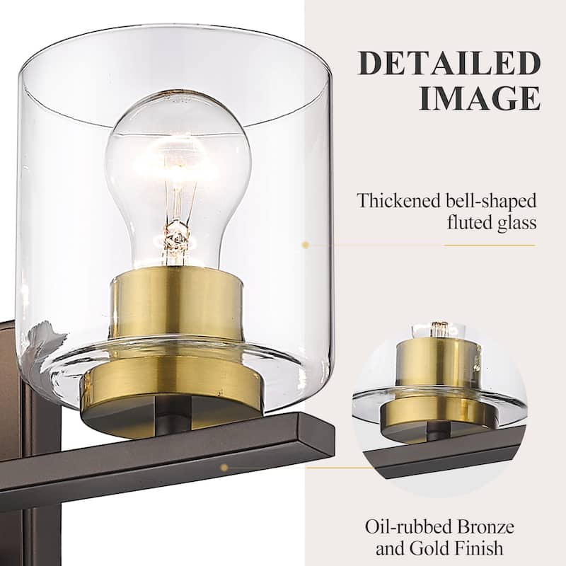 Farmhouse 3-Light Bathroom Vanity Light Fixtures with Oil Rubbed Bronze and Gold Finish