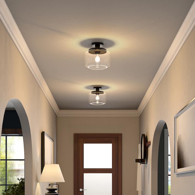 Tatum 11" Wide Semi Flush Mount with Glass Shade