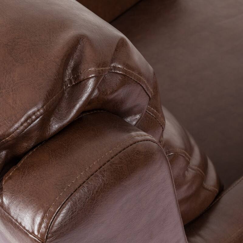 Modern 28.25" High Back Upholstered PU Club Chair with Rubber Wood Legs and Waterfull Back