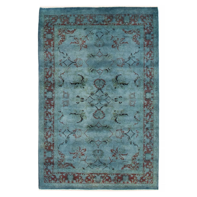 ECARPETGALLERY Hand-knotted Vibrance Light Denim Blue Wool Rug - 4'10 x 7'4 - Light Denim Blue - 4'10 x 7'4