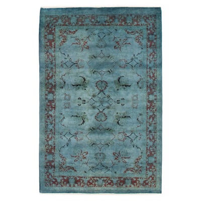 ECARPETGALLERY Hand-knotted Vibrance Light Denim Blue Wool Rug - 4'10 x 7'4