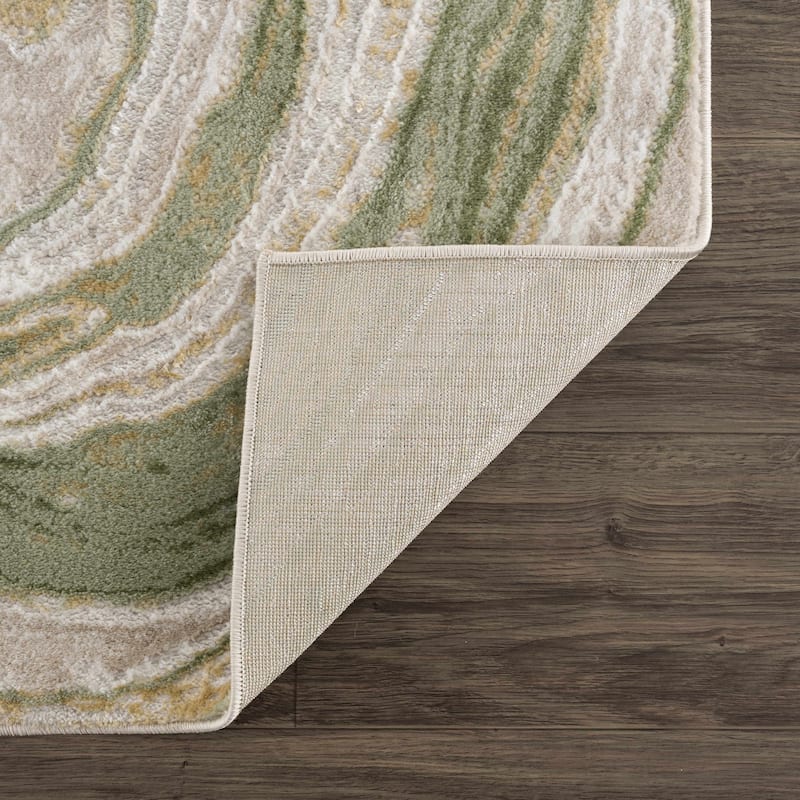 Hauteloom Liverpool Living Room, Bedroom Area Rug - Contemporary - Cream,Green - 7'10" x 10'