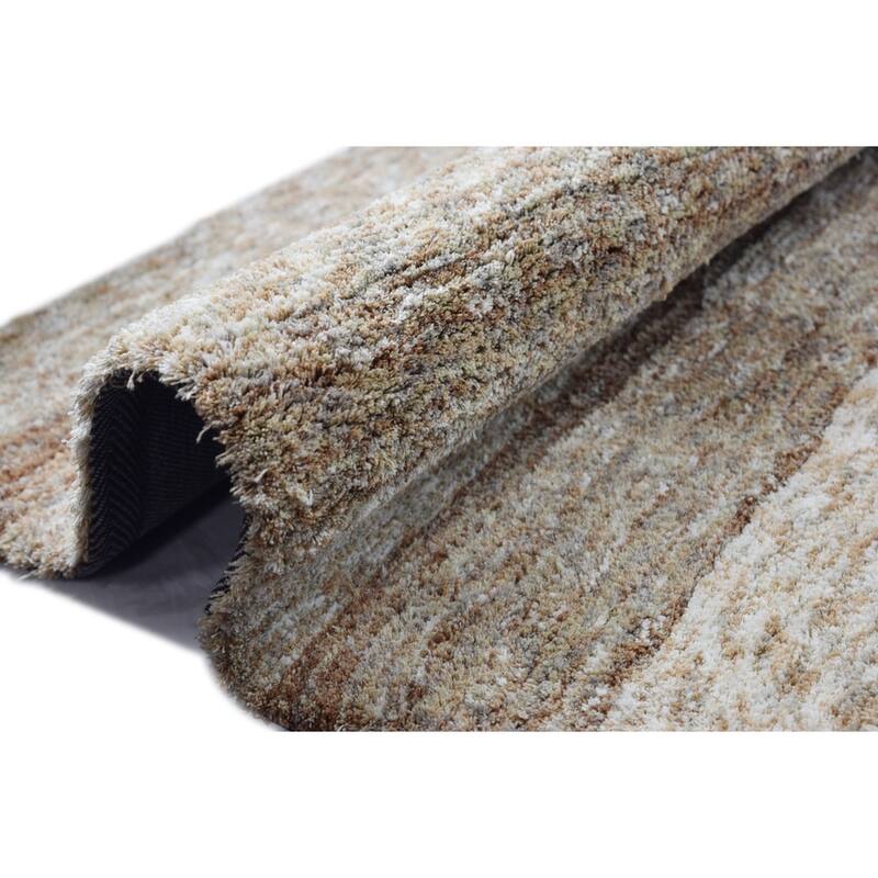 Addison Sanibel Striped Grey Shag Area Rug