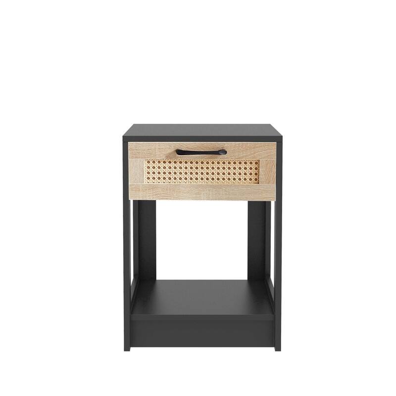 15.75" Rattan Side table with Drawer
