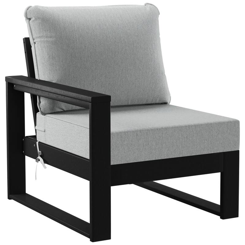 Endless Patio Deep Seating Left Arm Chair with Black Frame - Black/Light Gray