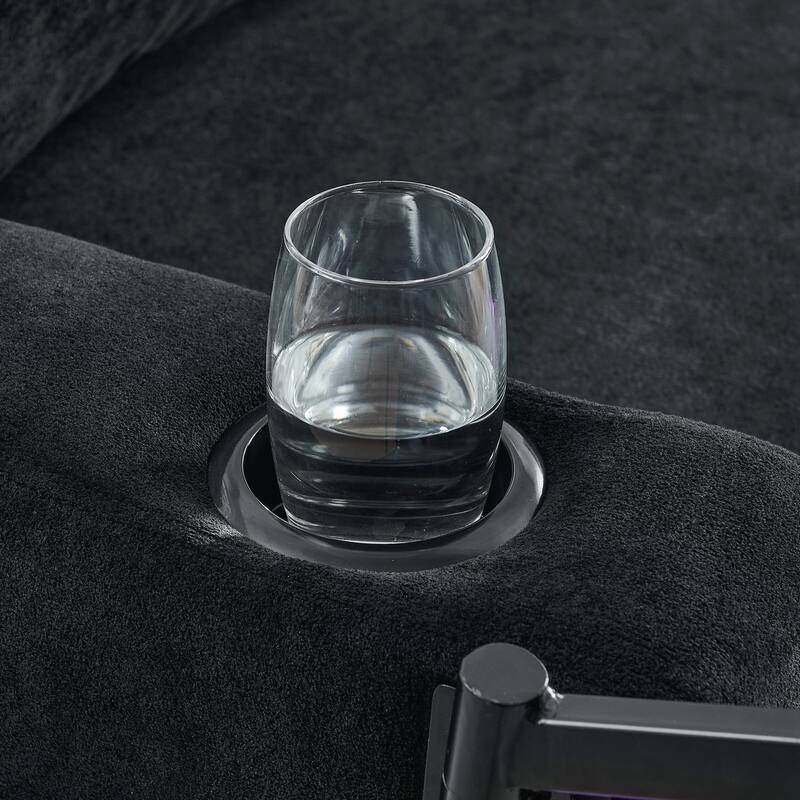 Modern Chenille Multi-functional Pull-Out Bed Sofa with Retractable Table and LED Lighting