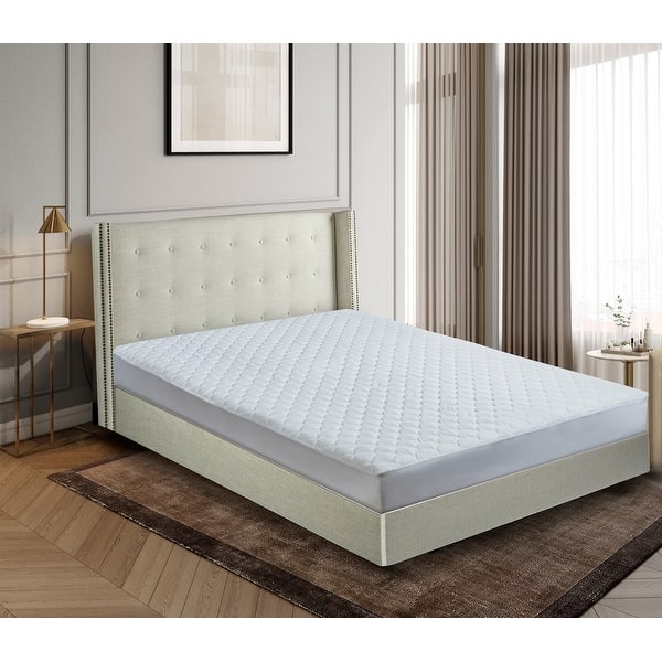 Shop Premier 350 Thread Count Cotton Damask Waterproof Mattress Pad White Overstock 19665292
