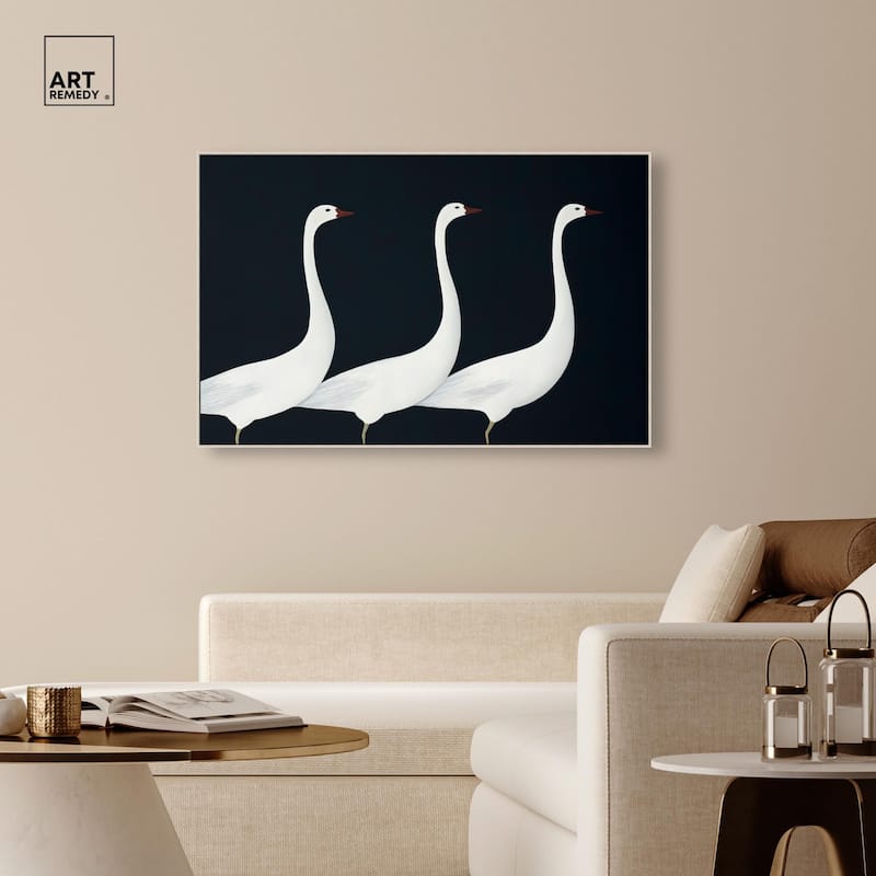 Trio of Swans Canvas by Art Remedy