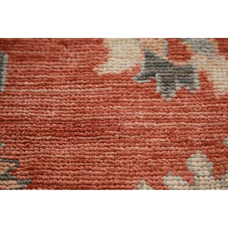 Hand Knotted Oriental 100% Wool Carpet Transitional All-Over Oranges & Rust Oushak Area Rug - 10' 2'' X 8' 3''