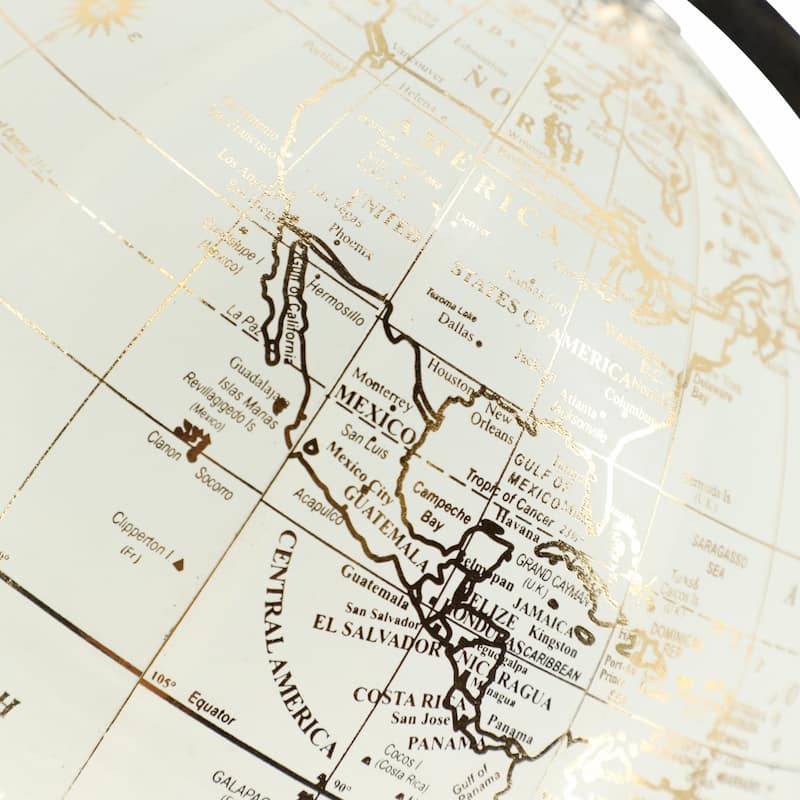 Sagebrook Home 8" Globe on Marble-Based Wood Tripod Stand, Aluminum Finish - Unique Accent Piece - 8.0" x 8.0" x 19.0"