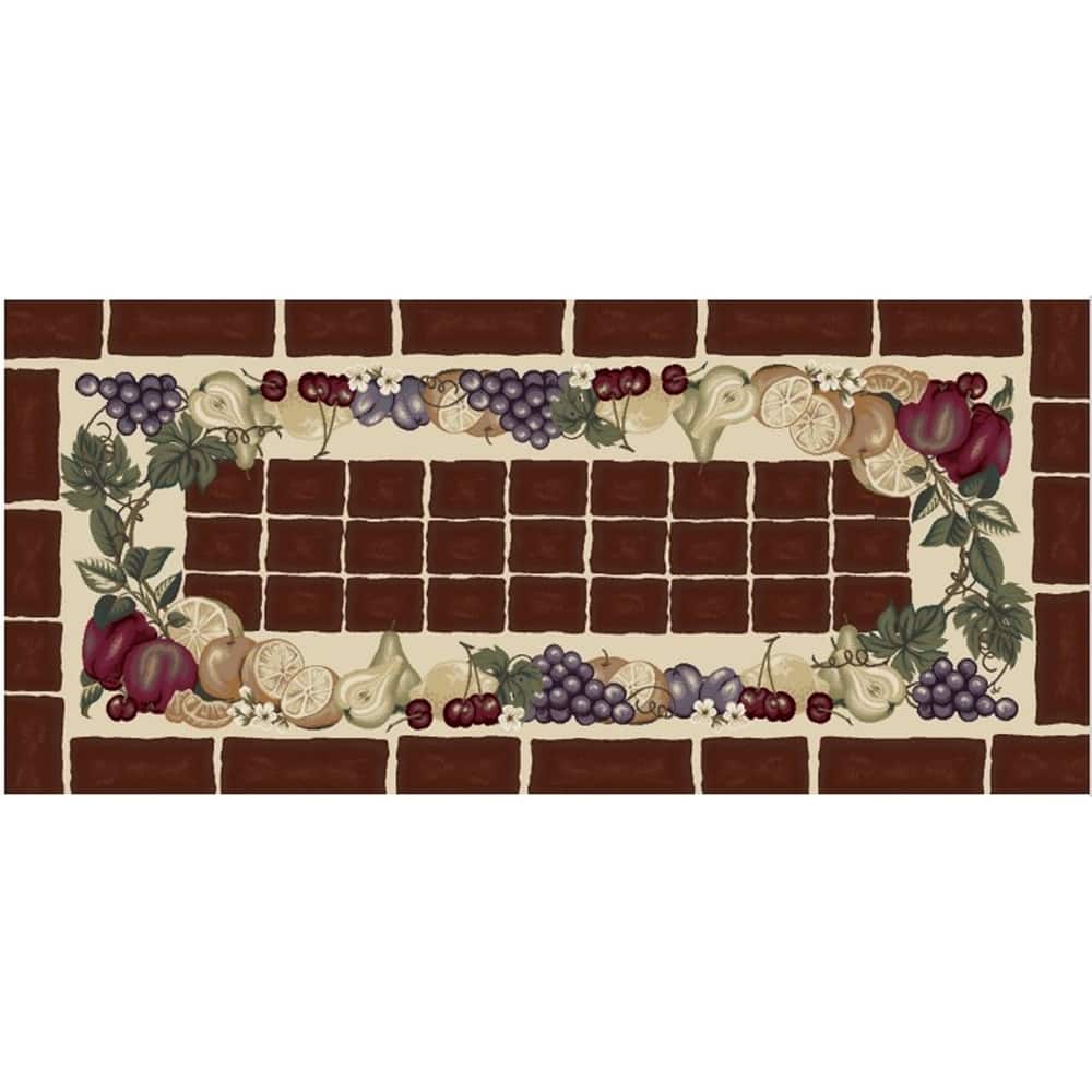 Cozy Cabin Fruitful Harvest Nylon Washable Accent Rug