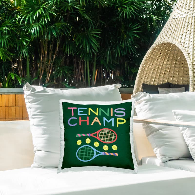 Stupell Tennis Champ Racket & Balls Printed Outdoor Throw Pillow Design by Sazerelli Designs