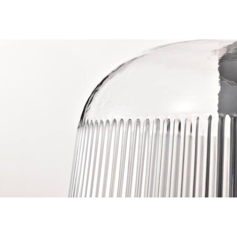 Grayson Large Pendant Matte Black Finish Clear Ribbed Glass - Matte Black