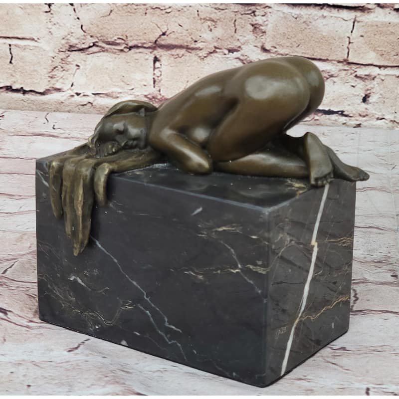 Bronze Figure Girl Yoga Pose Statue Sculpture Figurine Signed Original 6 Inches X 5 Inches