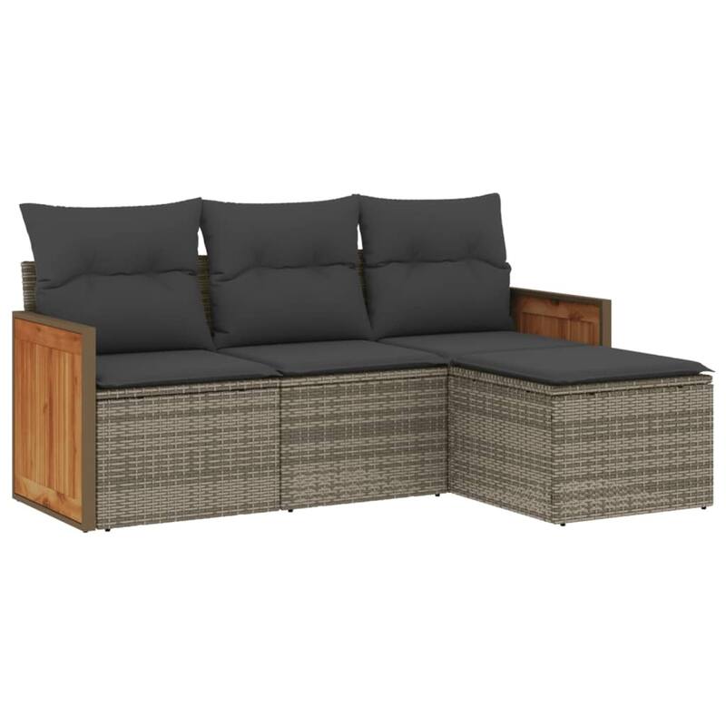 vidaXL Patio Sofa Set with Cushions Outdoor Conversation Furniture Poly Rattan