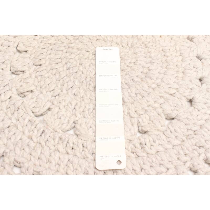 ECARPETGALLERY Braid weave Sienna Ivory Wool Rug - 3'2 x 3'2