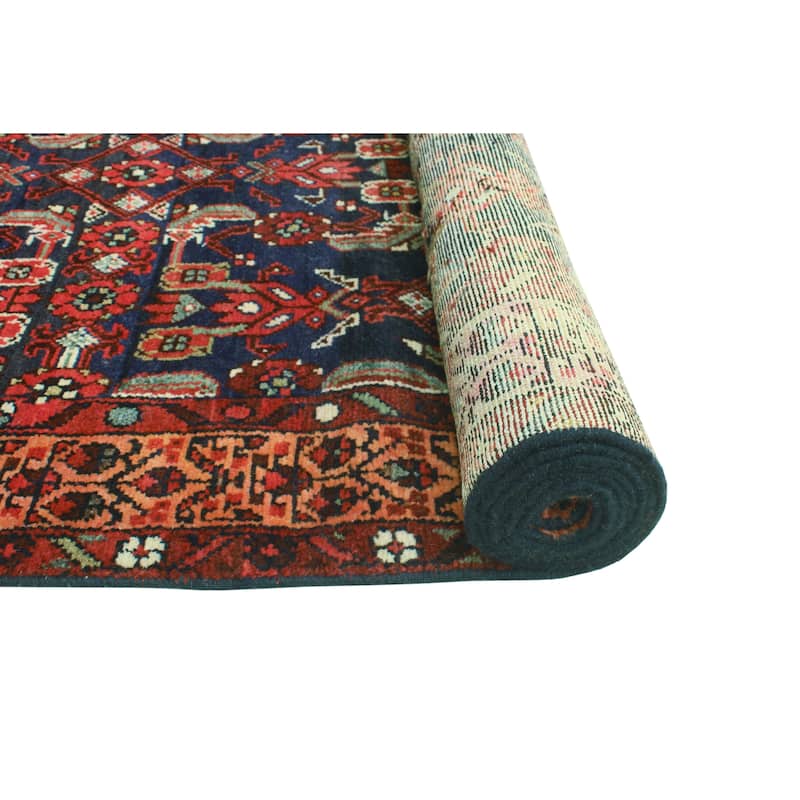 Vintage Distressed Emmanuel Navy/Rust Runner - 3'9" x 13'6"
