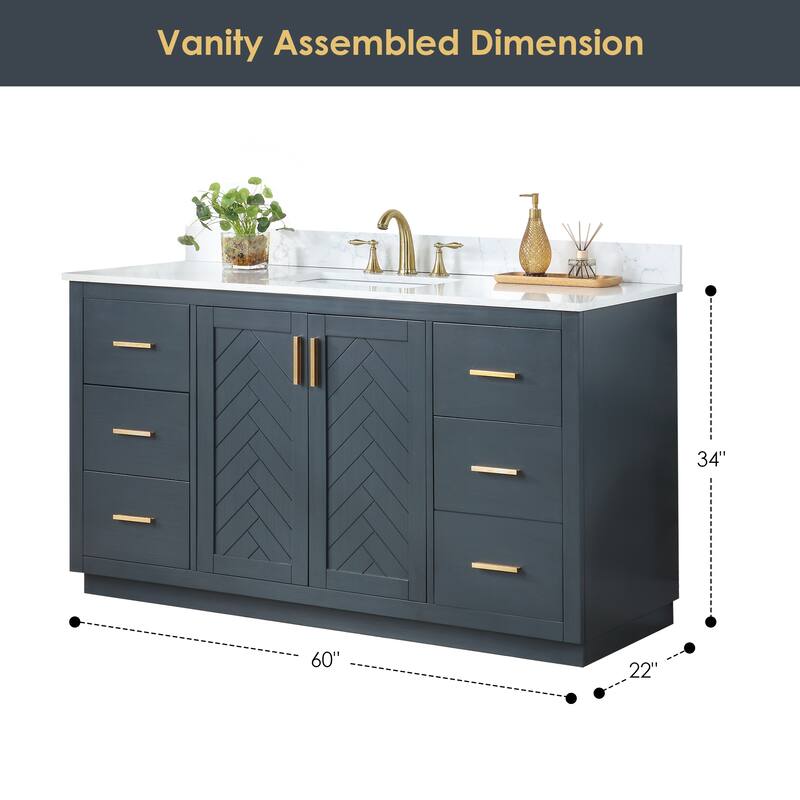Altair Gazsi Bathroom Vanity with Composite Stone Countertop without Mirror