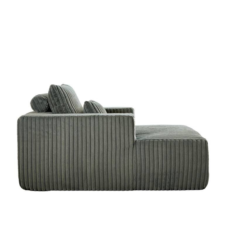Fluffy 62.5-Inch Corduroy Lounge Chair, Modern Sleeper Sofa for Living Room or Bedroom - Ready to Use, No Assembly