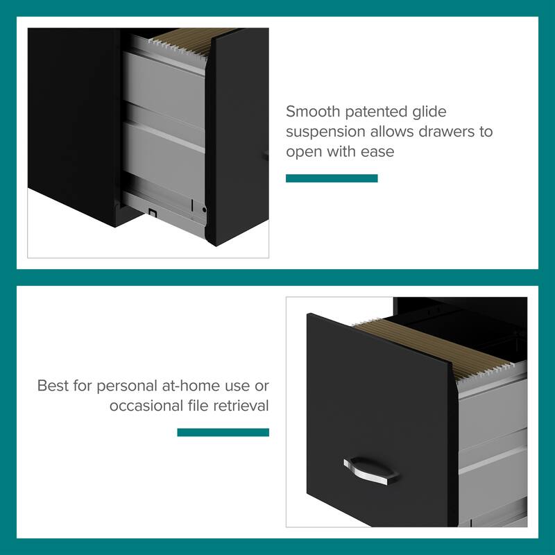 Space Solutions 18" Deep 3 Drawer Metal File Cabinet, Black